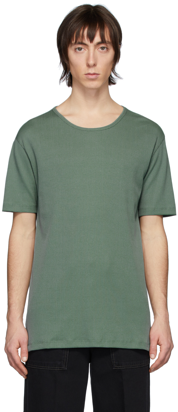 LEMAIRE: Green Rib Knit T-Shirt | SSENSE UK