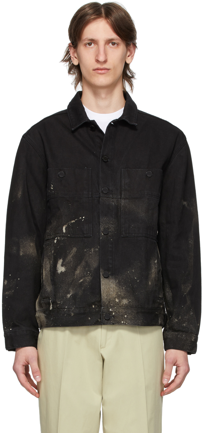 bleached black denim jacket