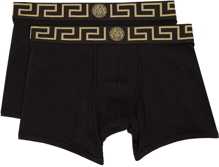 Versace Underwear: Two-Pack Black Medusa Boxer Briefs | SSENSE Canada