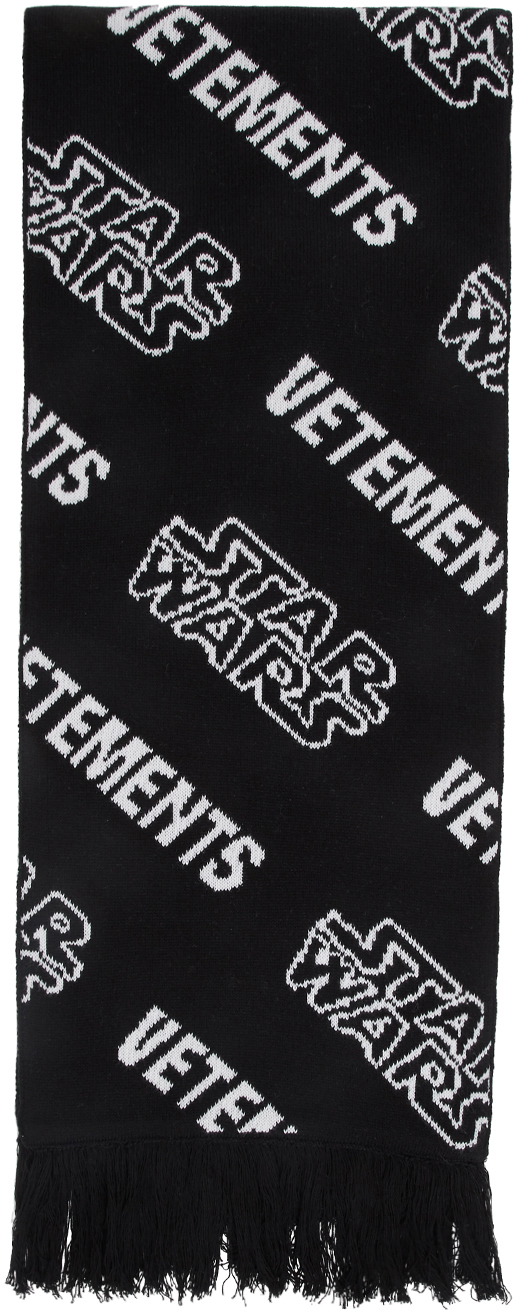 VETEMENTS Black & White STAR WARS Edition All Over Logo Scarf