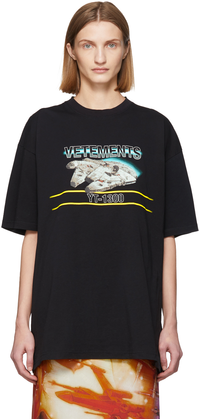 VETEMENTS Black STAR WARS Edition Millennium Falcon T-Shirt