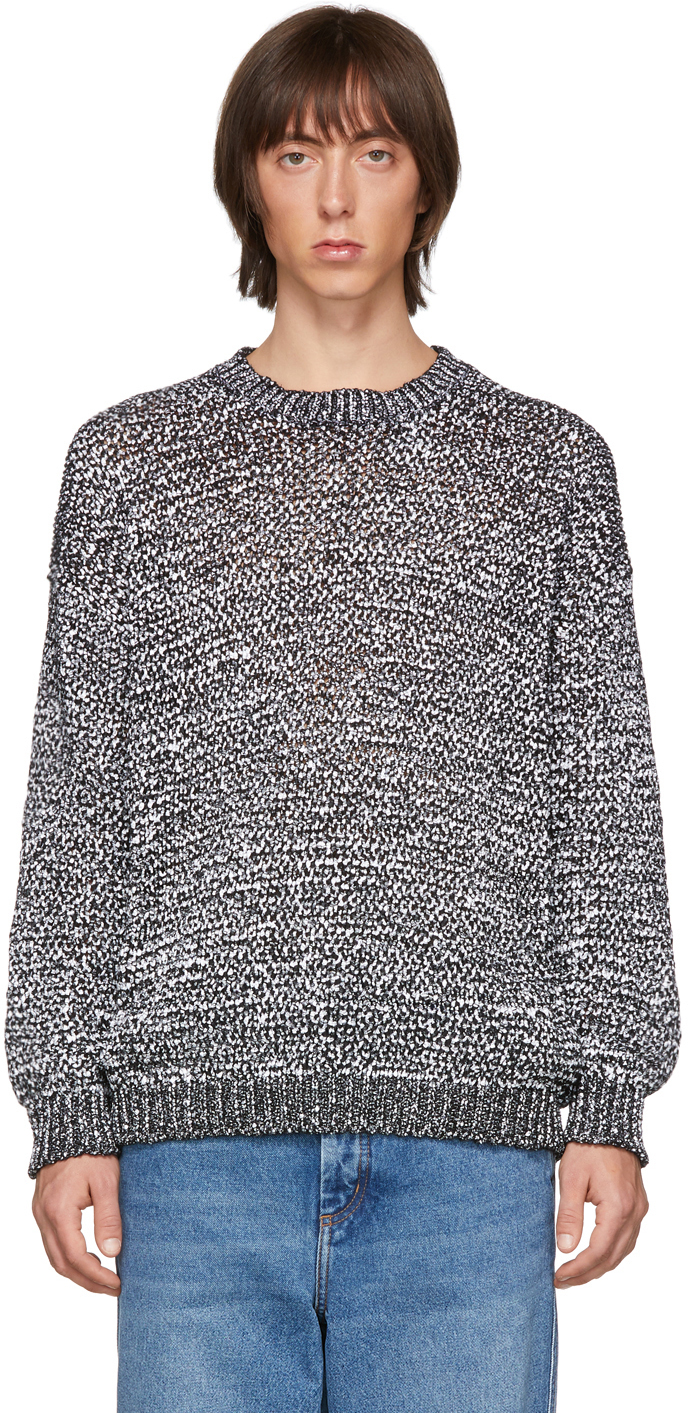 Loewe: White & Black Mélange Sweater | SSENSE