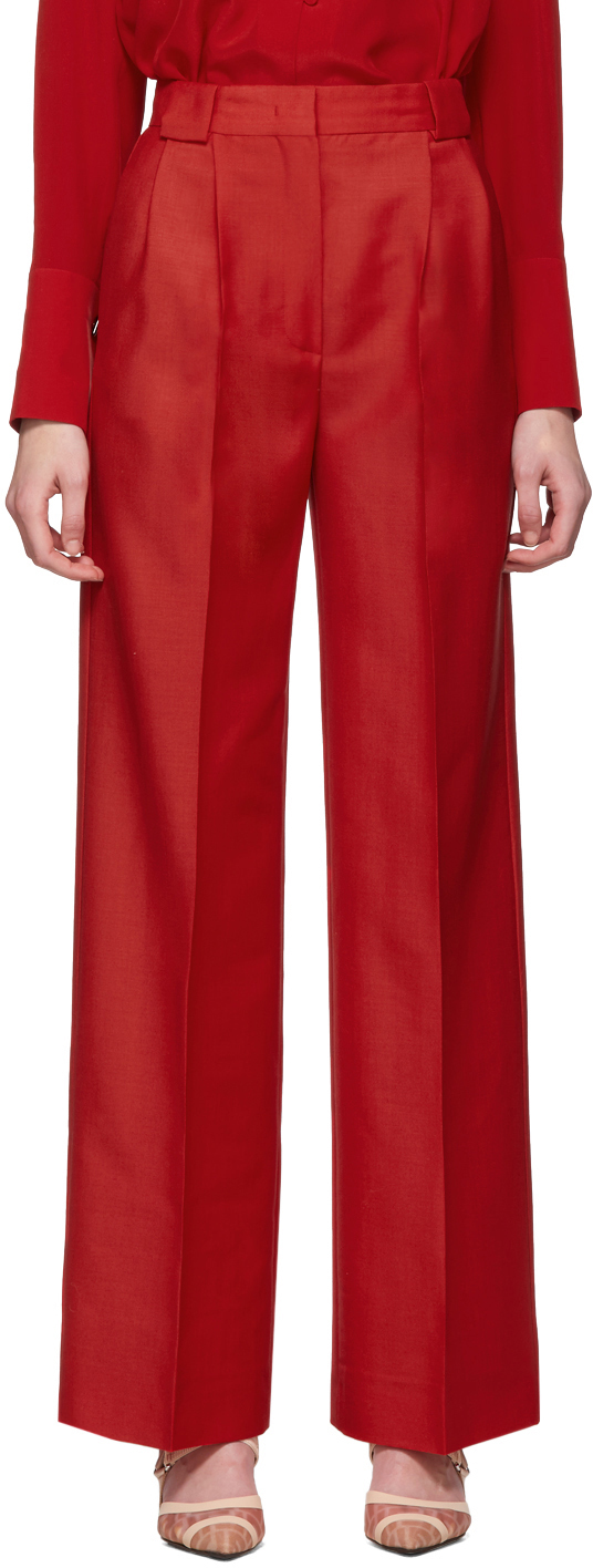 red flare trousers