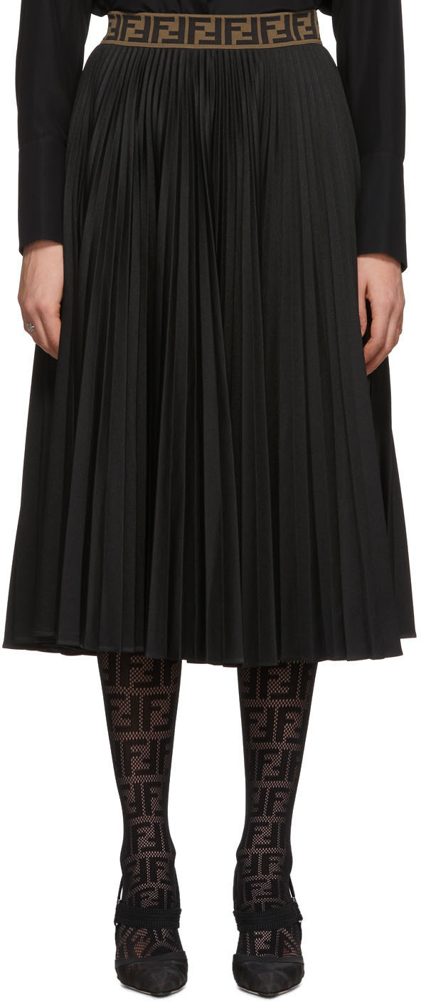 Black 'Forever Fendi' Pleated Skirt 