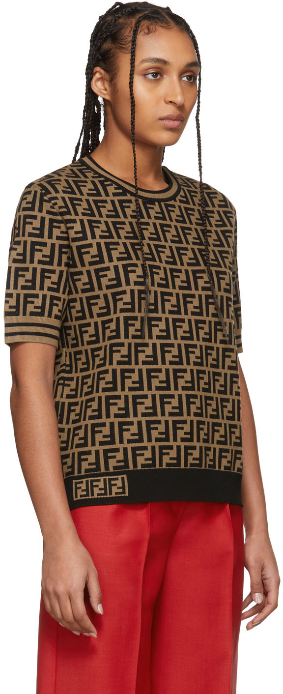 fendi logo short sleeve sweater