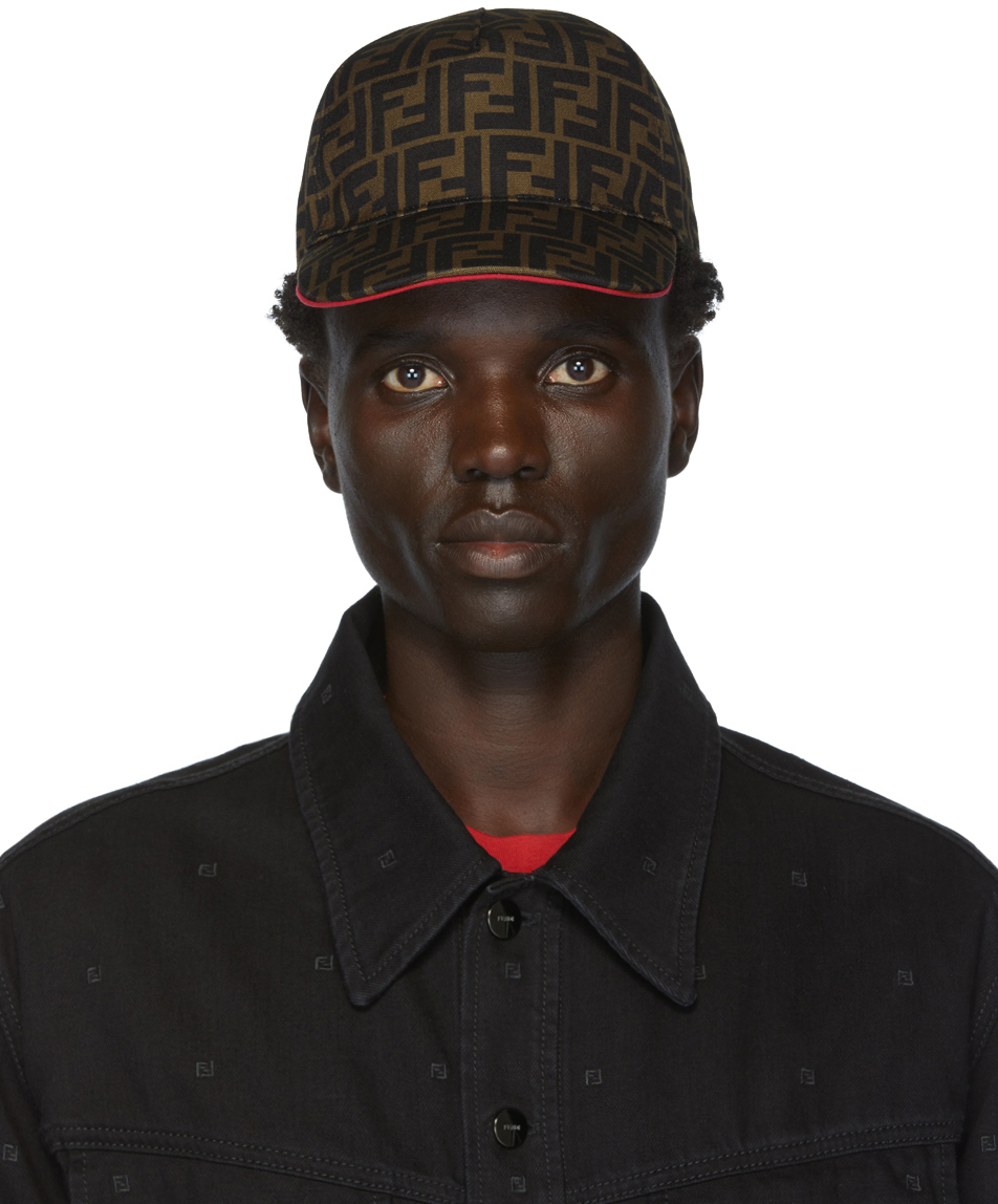 Fendi: Brown & Red 'Forever Fendi' Cap | SSENSE