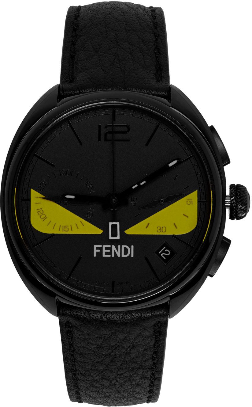 Fendi: Black 'Momento Fendi' Bugs Chronograph Watch | SSENSE Canada