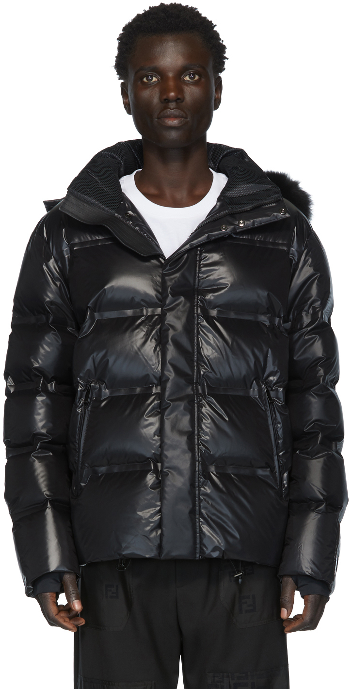 Fendi Black Down Hooded Jacket 201693M178147