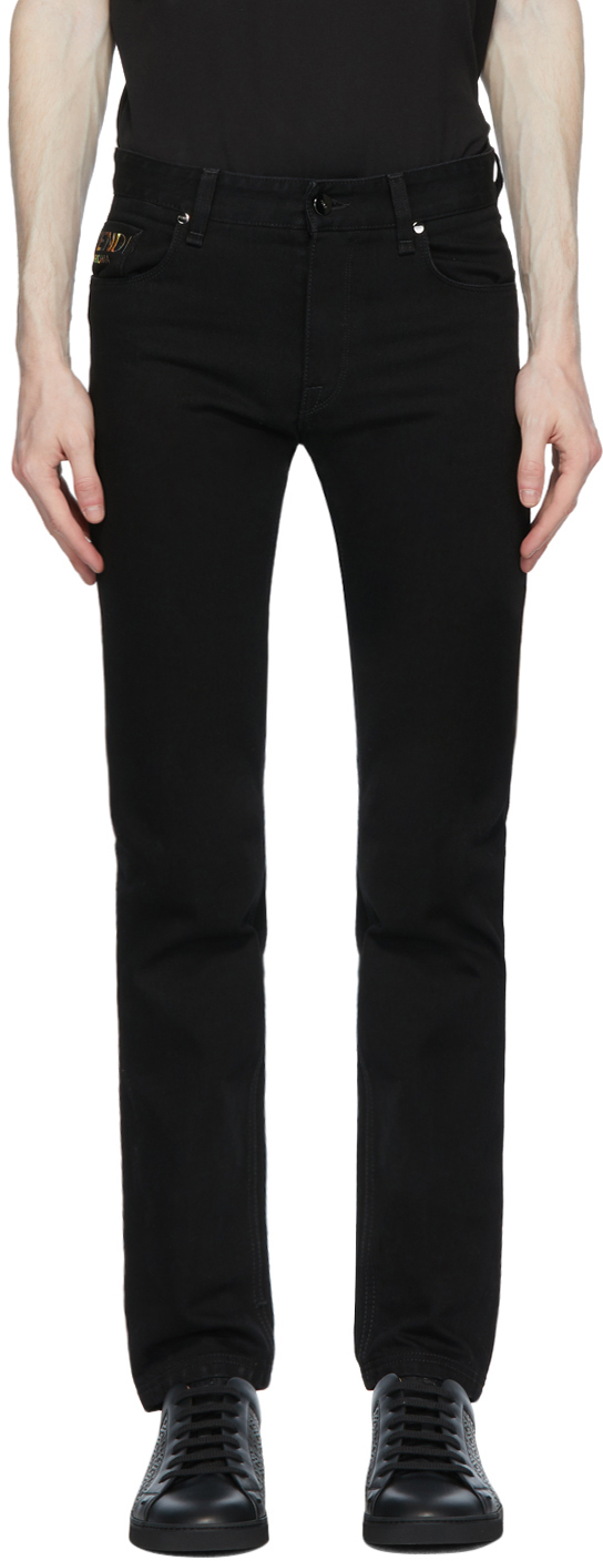 Fendi Black Embroidered Pocket Jeans
