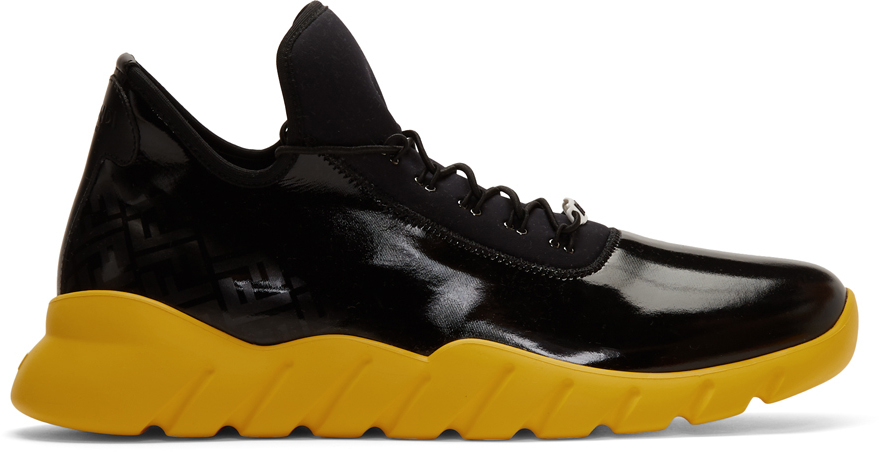 fendi black and yellow sneakers