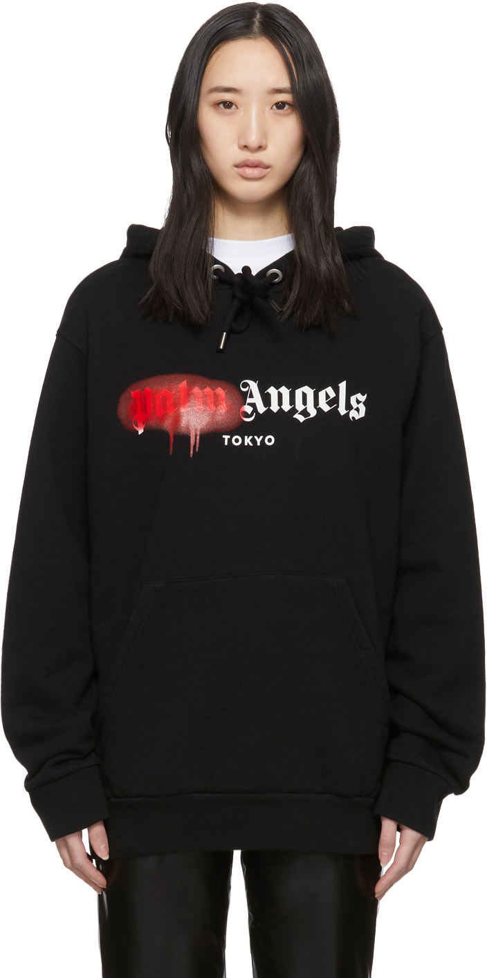 palm angels black logo hoodie