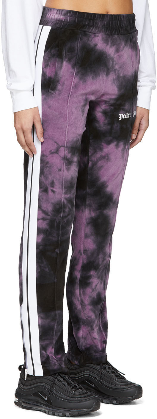 black and purple track pants