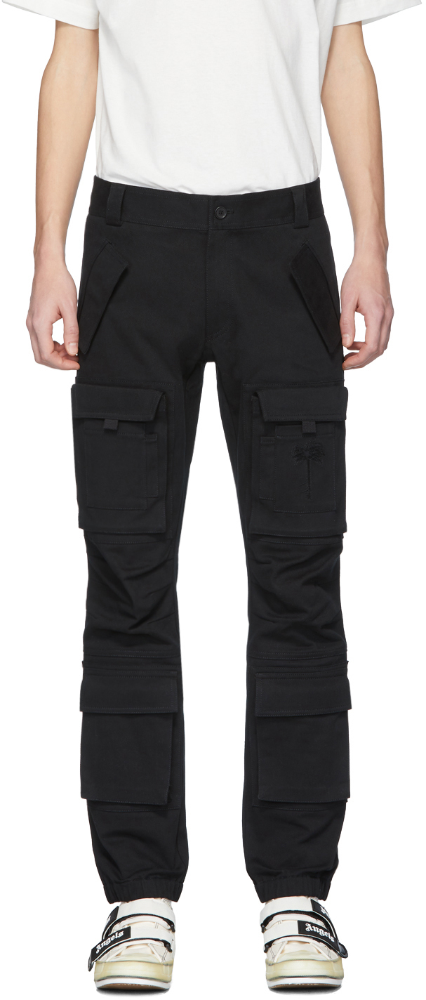 black slim cargo pants