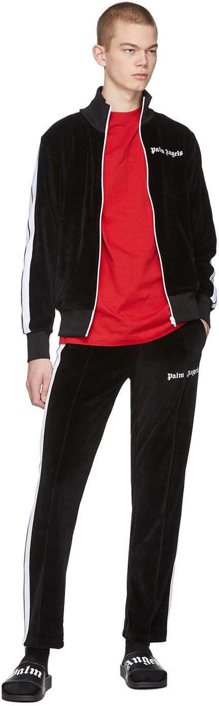 palm angels track jacket black and red