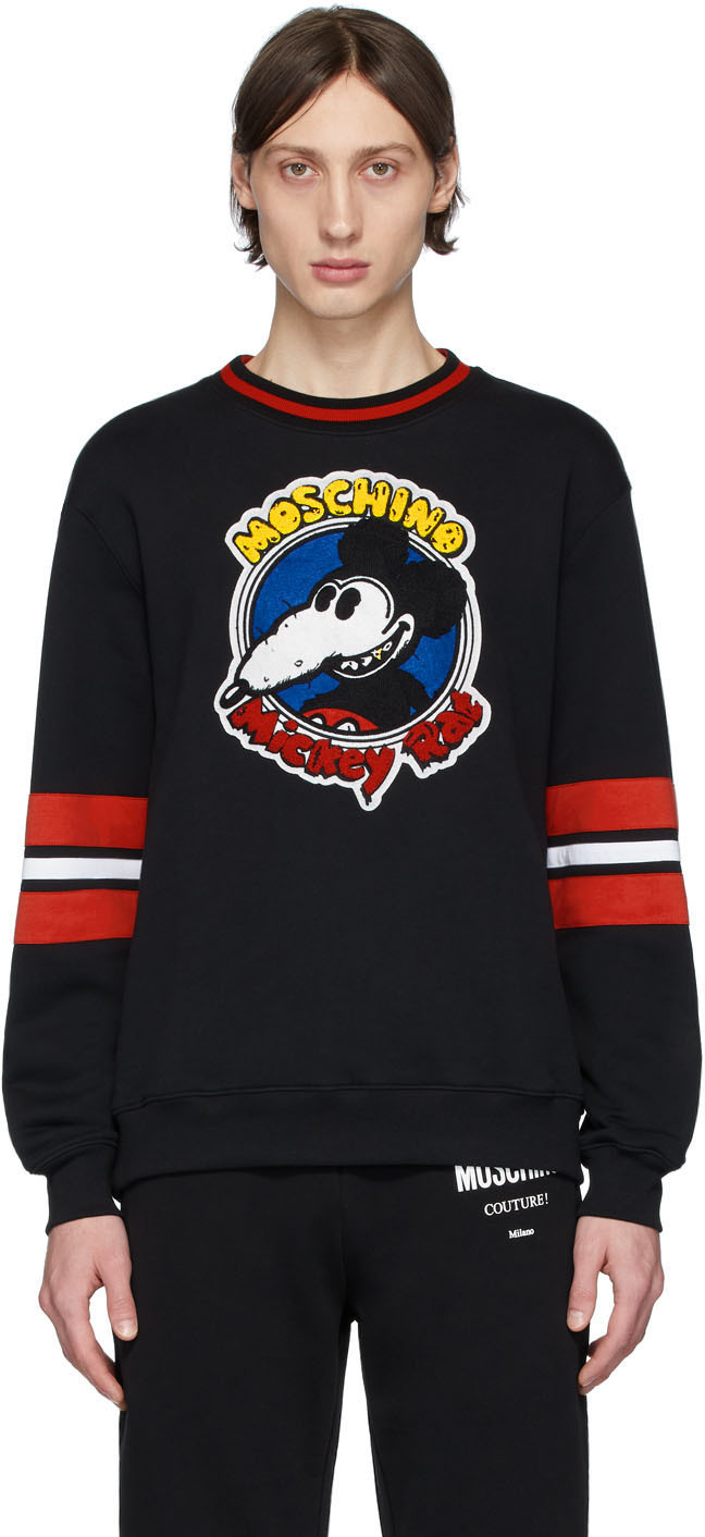 Moschino: Black Chinese New Year Mickey Rat Sweatshirt | SSENSE Canada
