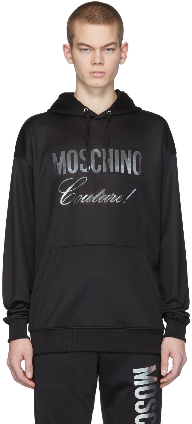 Moschino: Black & Silver 'Couture' Hoodie | SSENSE UK