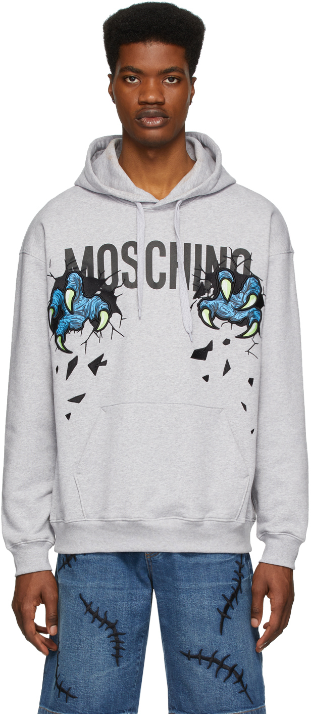 moschino hoodie grey