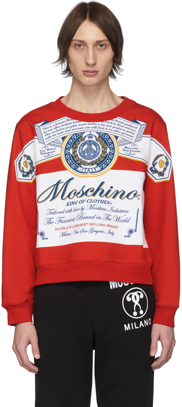 Moschino Red & White Budweiser Edition Logo Sweatshirt