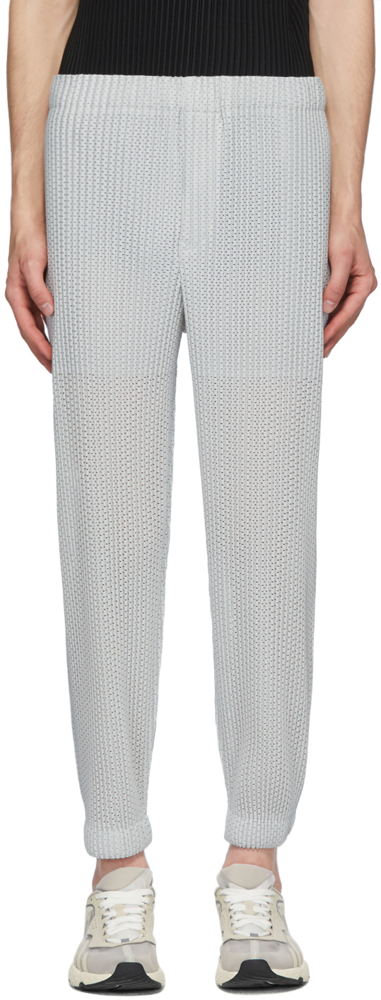 Homme Plissé Issey Miyake: Grey Outer Mesh Trousers | SSENSE