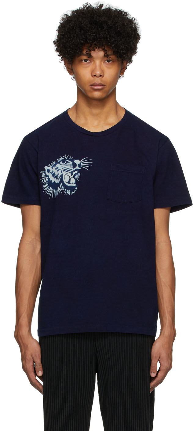 Blue Blue Japan: Blue Okura Tiger T-Shirt | SSENSE