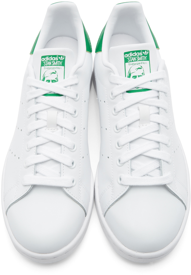 adidas originals white and green stan smith sneakers