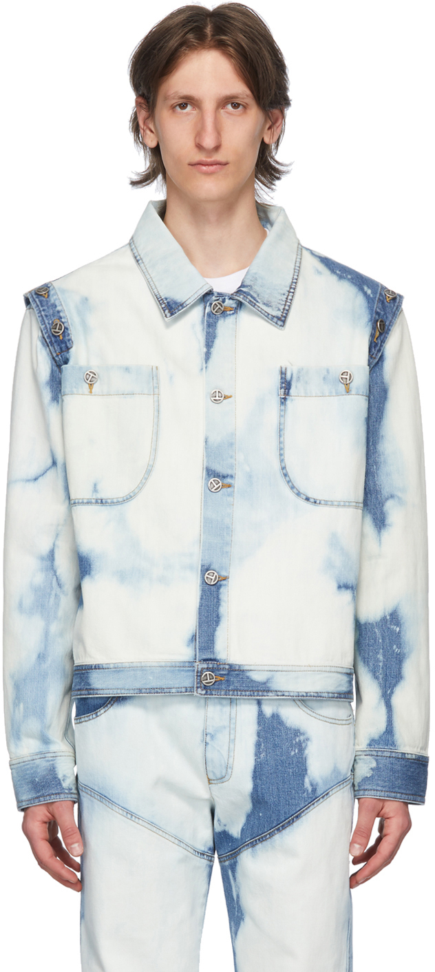 blue and white denim jacket