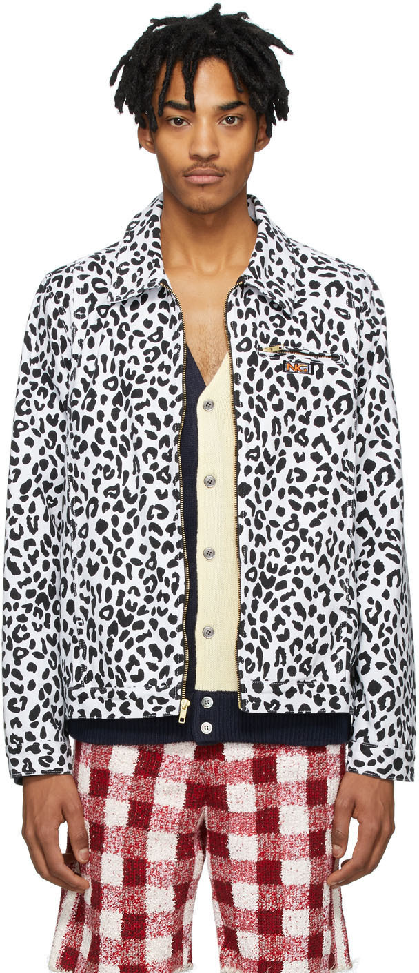 black denim jacket with leopard collar