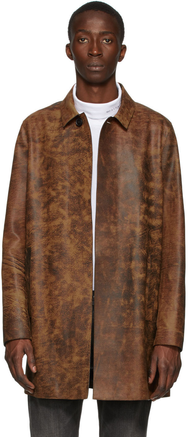 1017 ALYX 9SM: Brown & Black Leather Coat | SSENSE