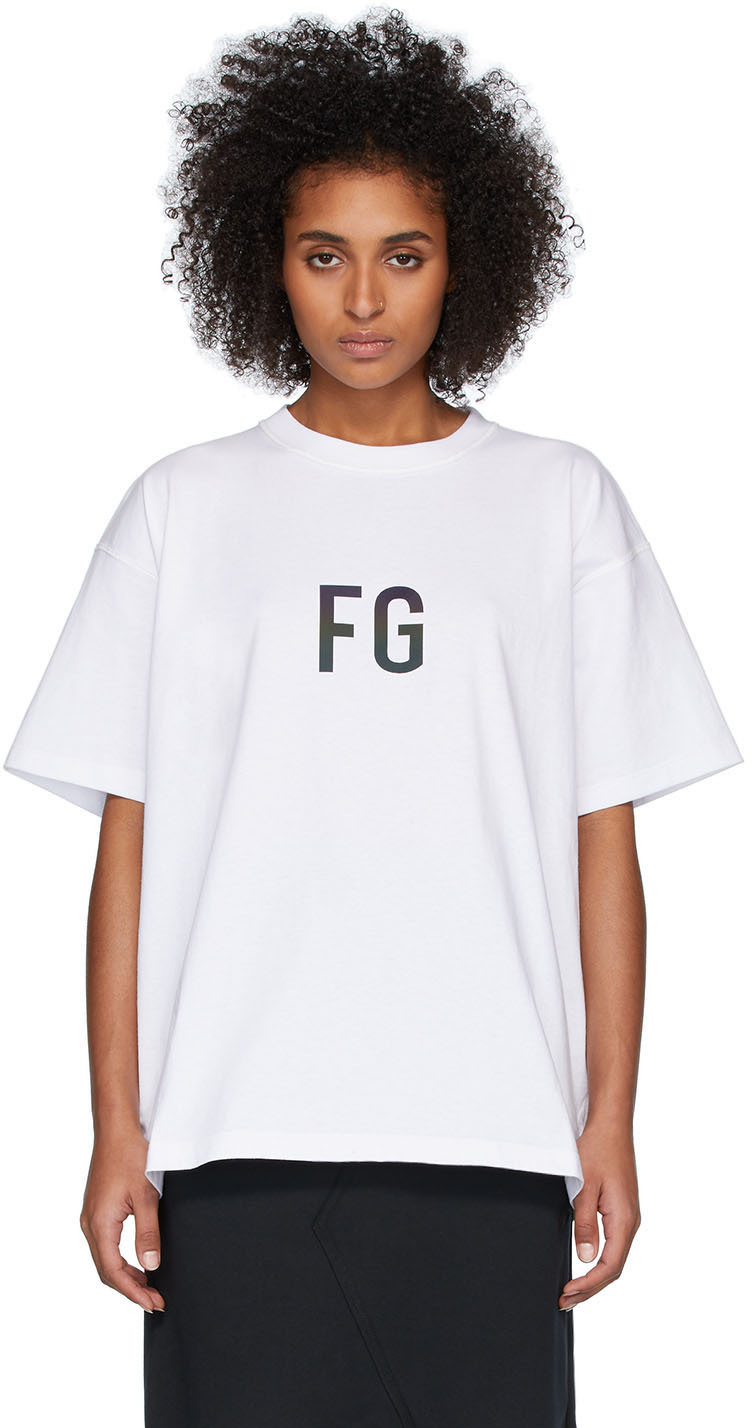 Fear of God: White 'FG' T-Shirt | SSENSE