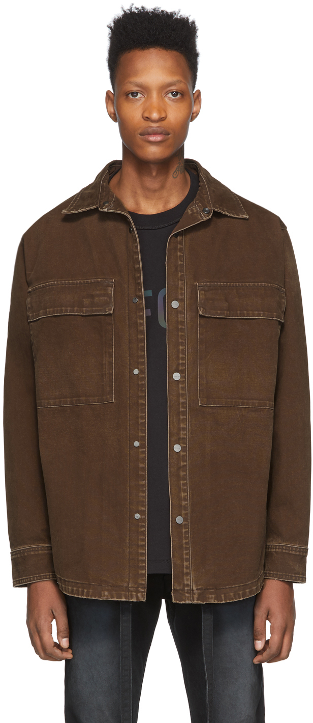 Fear of God: Brown Canvas Shirt Jacket | SSENSE UK