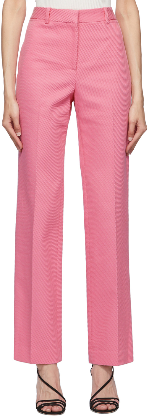 Victoria Beckham Pink High-Waisted Slim Leg Trousers