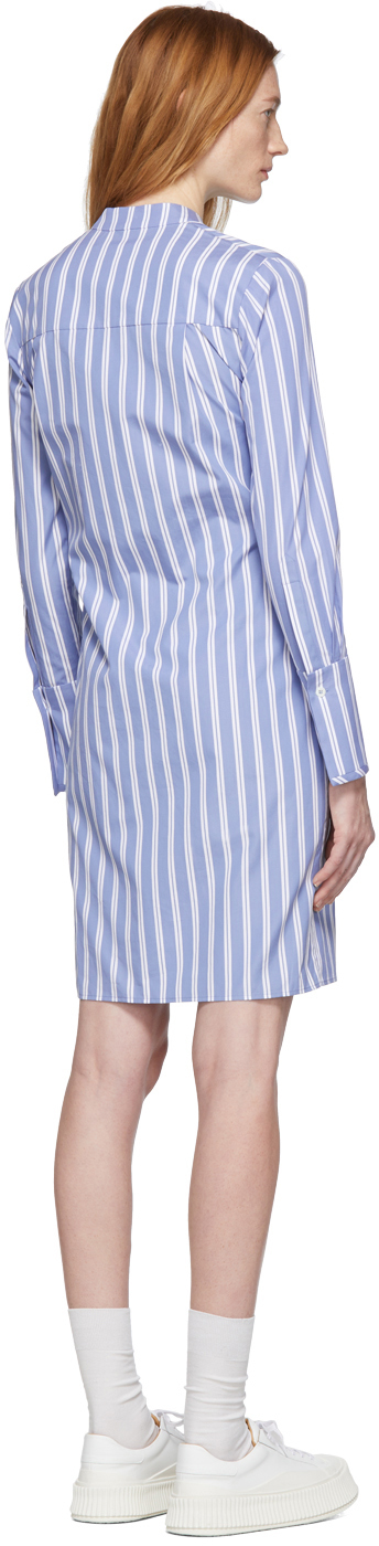 blue and white shirt dress