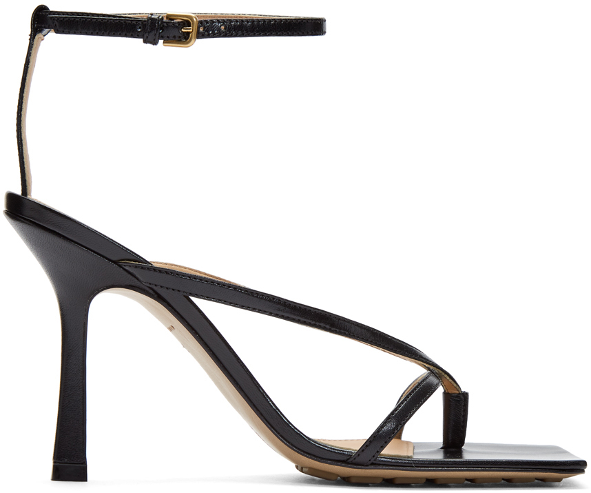 Bottega Veneta: Black Stretch Sandals | SSENSE