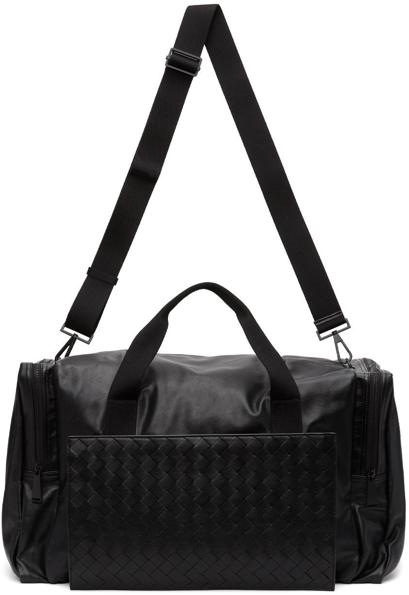 Bottega Veneta Black Intrecciato Packable Duffle Bag 201798M169165