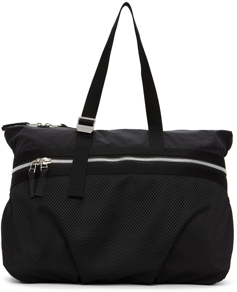 Bottega Veneta: Black Nylon Duffle Bag | SSENSE