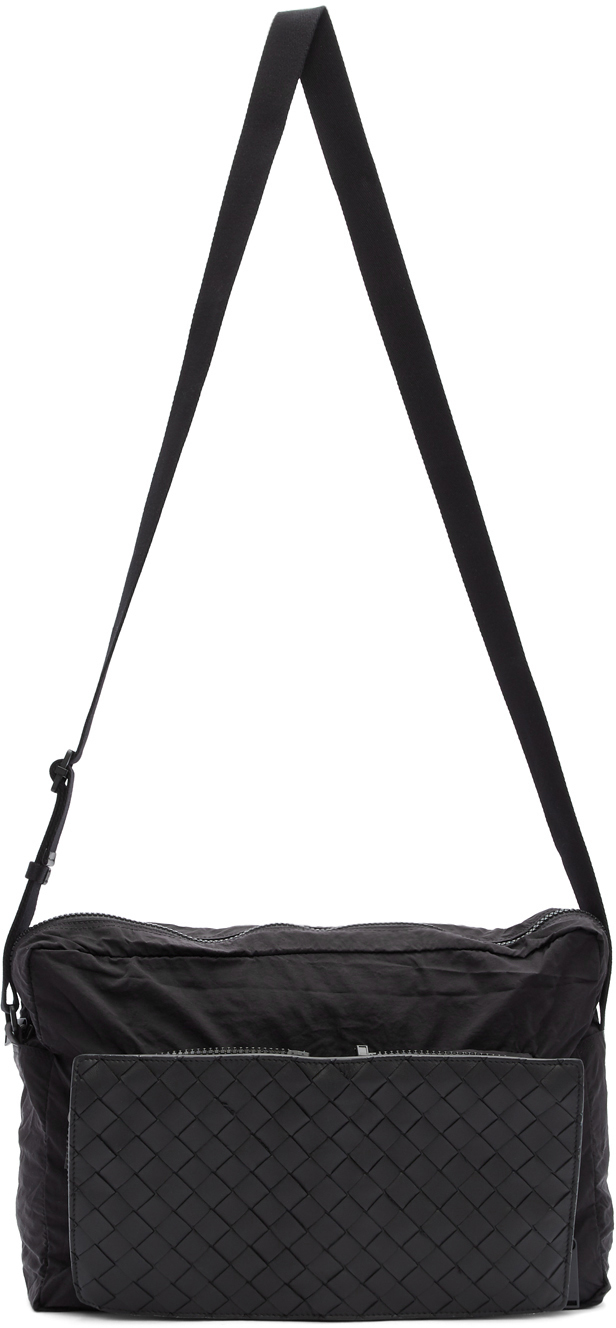 Bottega Veneta Black Intrecciato Packable Messenger Bag