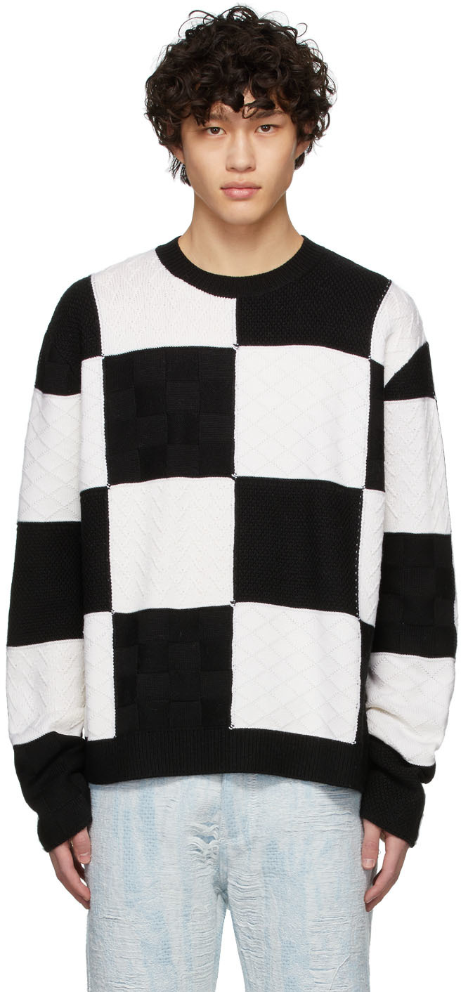 black and white checkered sweater