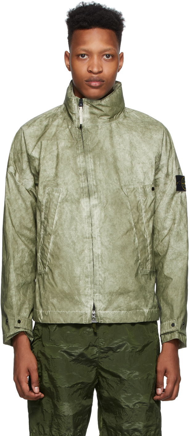 Stone Island: Beige & Khaki Membrana 3L TC Jacket | SSENSE Canada