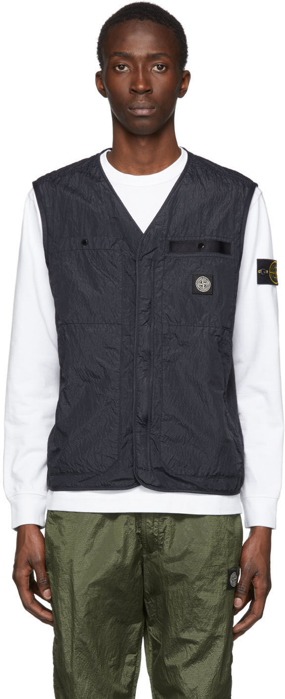 Navy Seersucker Vest