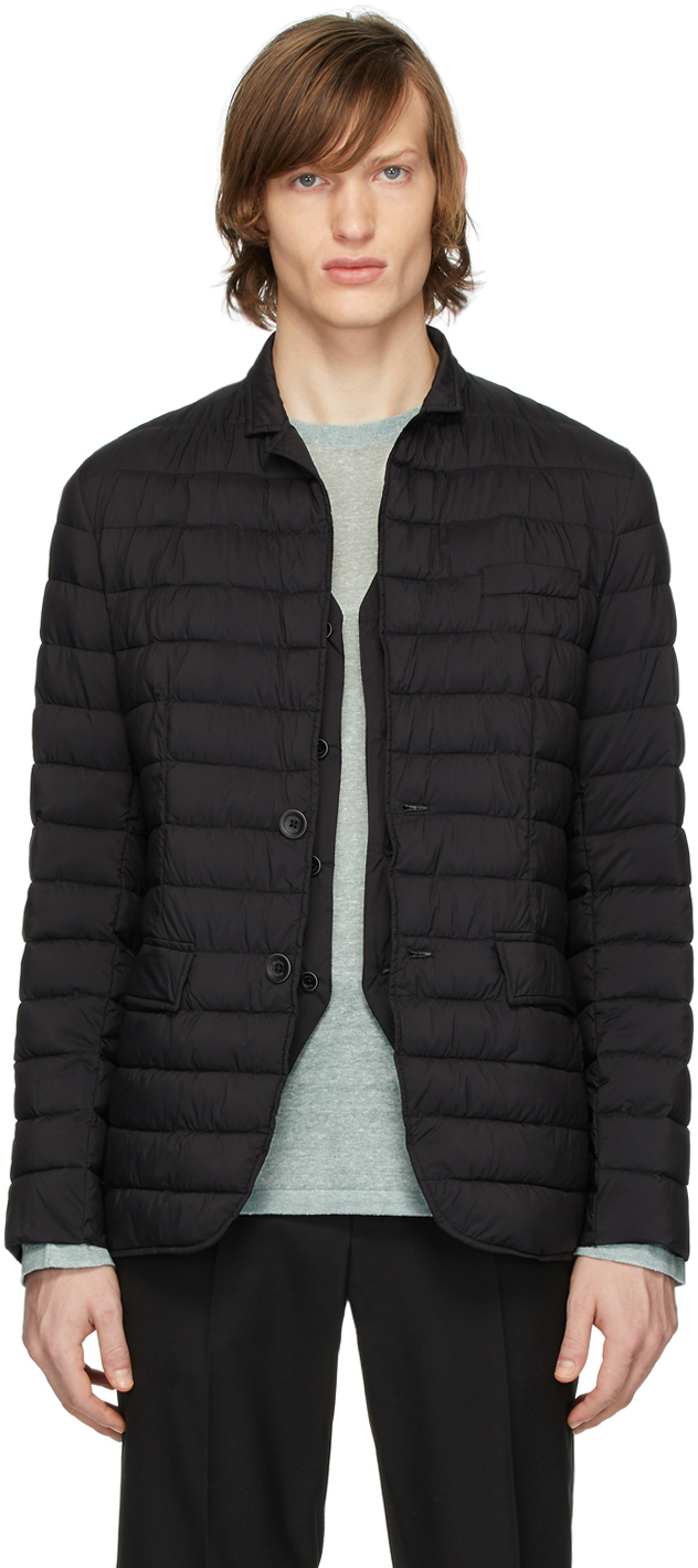 Herno: Black Matte Nylon Blazer Jacket | SSENSE Canada