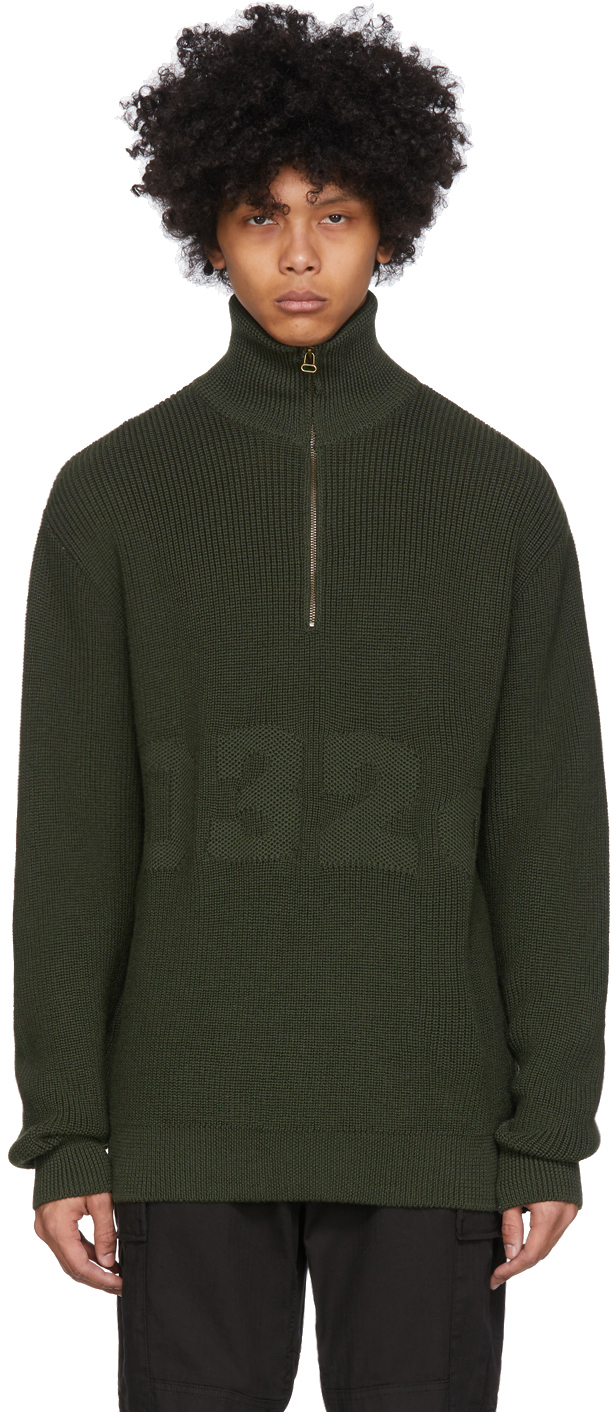 green half zip sweater