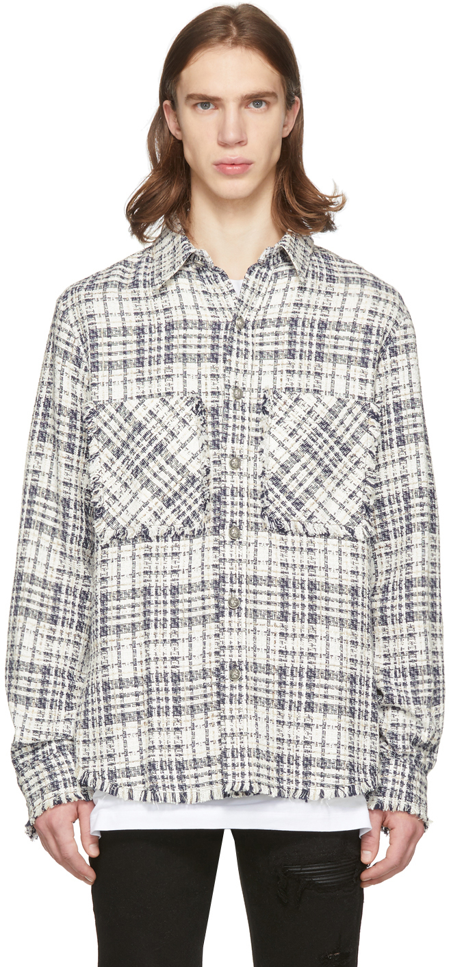 WhiteNavy Off Tweed Fitted Off Shirt Fitted Shirt Tweed WhiteNavy WhiteNavy Off ZPkuwXlOTi