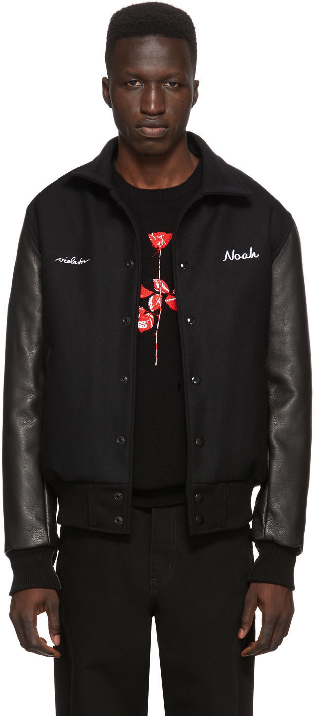 Noah: Black Depeche Mode Violator Rose Bomber Jacket | SSENSE UK