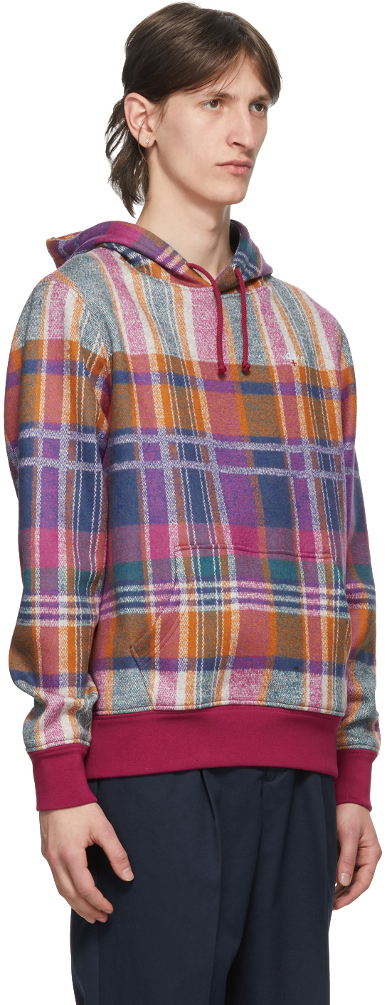 noah wool check hoodie