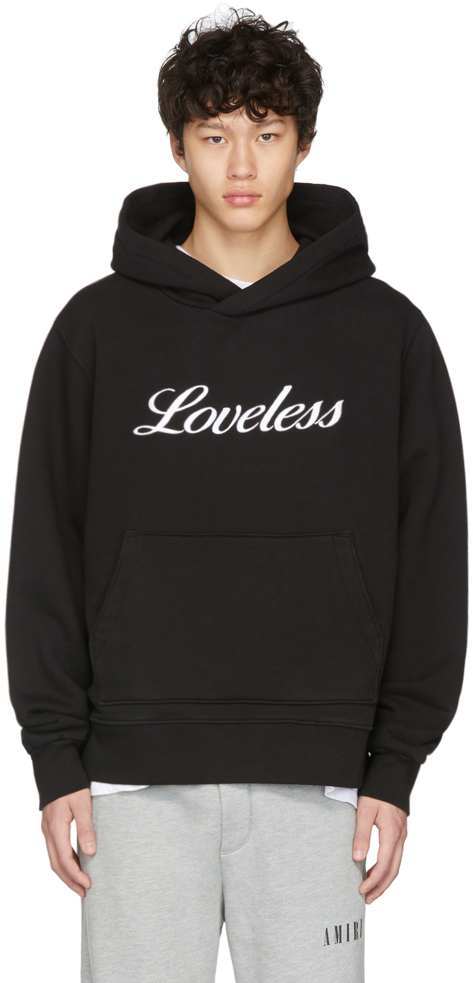 AMIRI: Black 'Loveless' Embroidered Hoodie | SSENSE