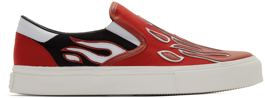 red slip on sneakers