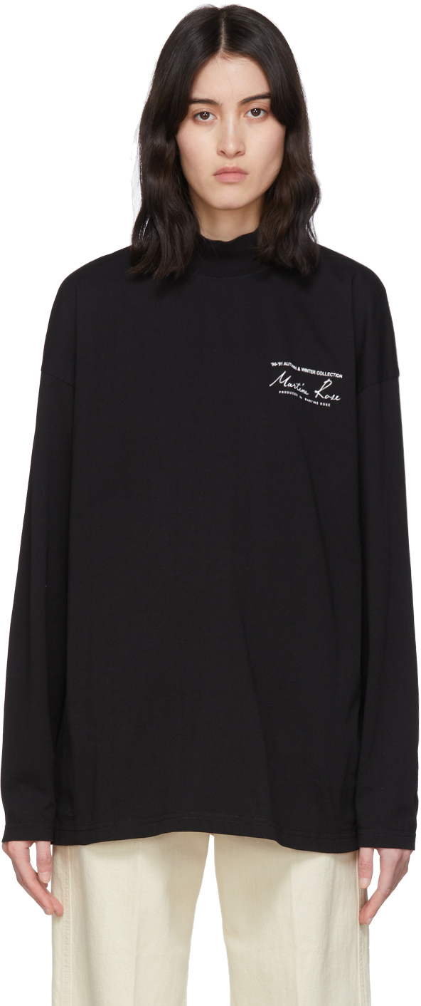 Martine Rose: Black Funnel Neck T-Shirt | SSENSE