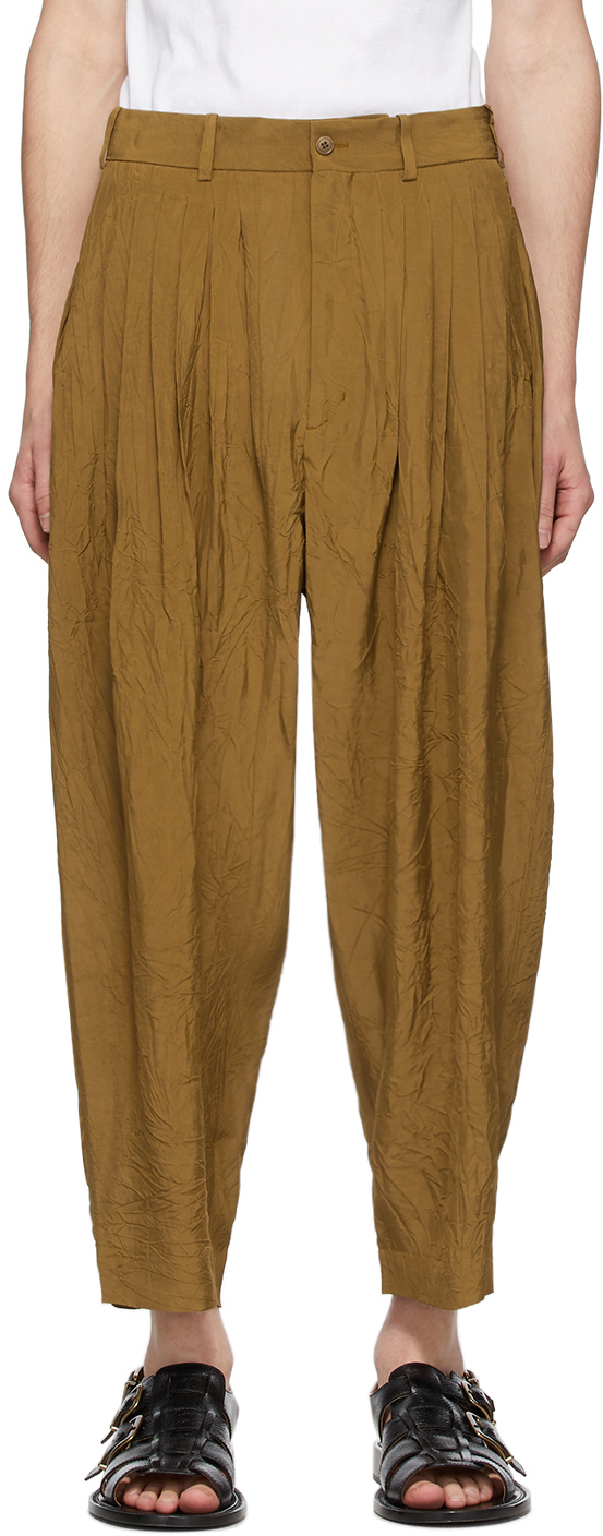 Hed Mayner: Brown 24 Pleat Trousers | SSENSE UK