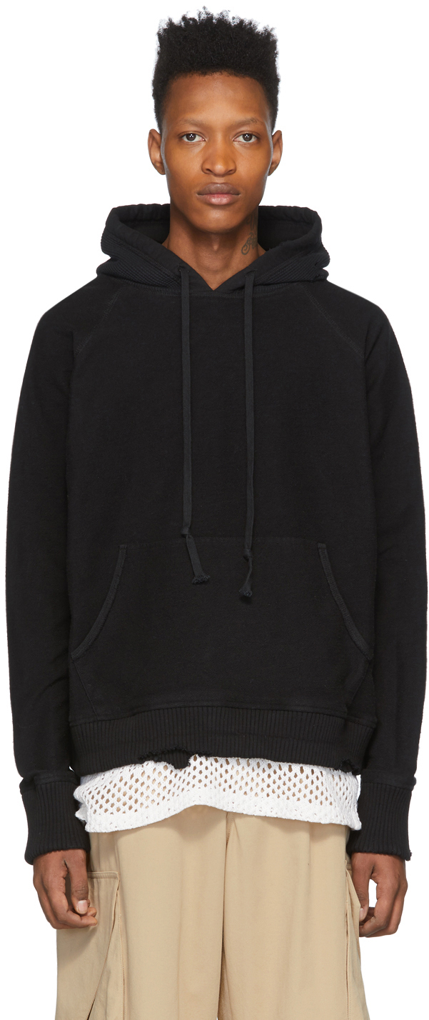 Greg Lauren: Black Reverse Hoodie | SSENSE Canada