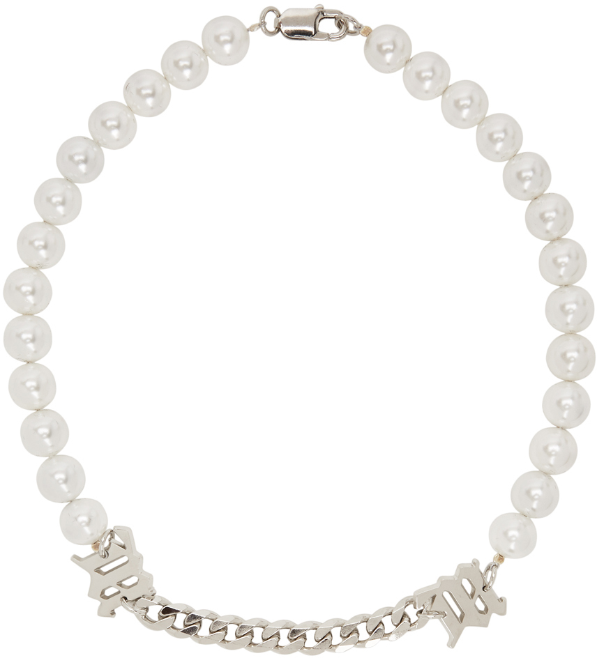 MISBHV: Off-White & Silver Pearl Necklace | SSENSE